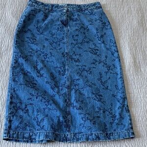 Vintage Y2K Christopher & Banks Floral Denim Midi Skirt - Size 12